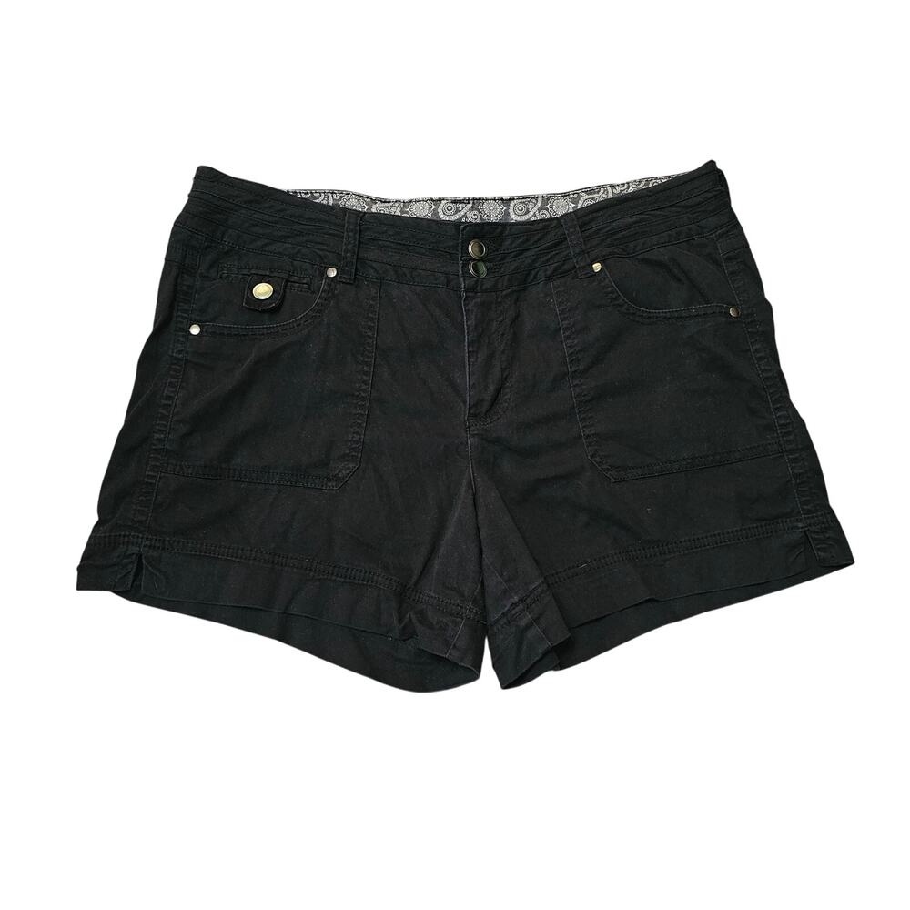 One5One Women Size 12 Black Cotton Stretch Cuffed Chino Shorts